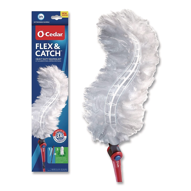 O-Cedar Flex and Catch 3 ft. Telescoping Heavy-Duty Dusting Kit, Red (172148EA) image 1