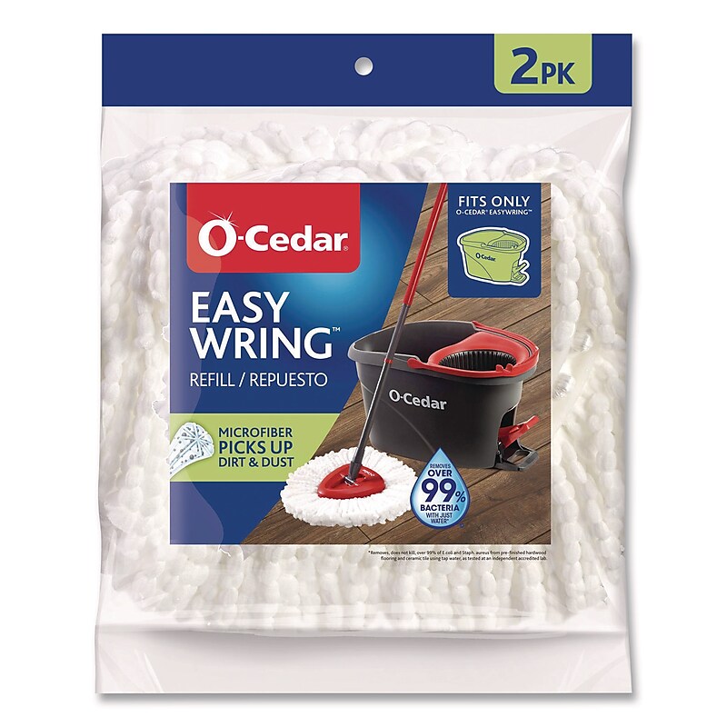 O-Cedar EZWring Microfiber Spin Wet Mop Head Refill, White, 2/Pack, 4 Packs/Carton (172385CT) image 1