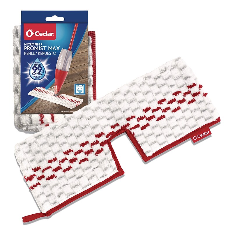 O-Cedar ProMist MAX Microfiber Wet Mop Head Refill, Red/White/Gray, 4/Carton (173579CT) image 1