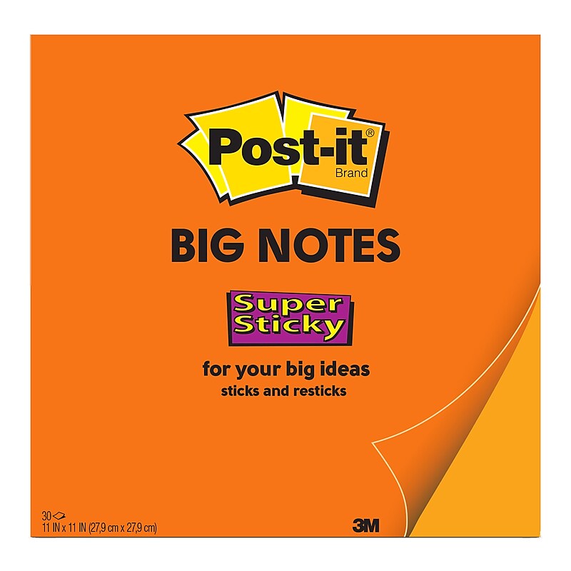 Post-it Big Notes Super Sticky Notes, 11" x 11", Orange, 30 Sheets/Pad (BN11O) image 1
