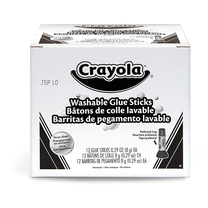 Crayola WashableRemovable Glue Sticks, .29 oz., 12/Pack (56-1228CT) image 1