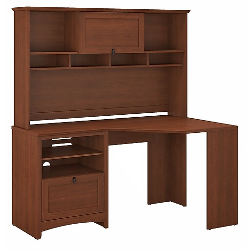 Bush Furniture Buena Vista Corner Desk with Hutch, Serene Cherry