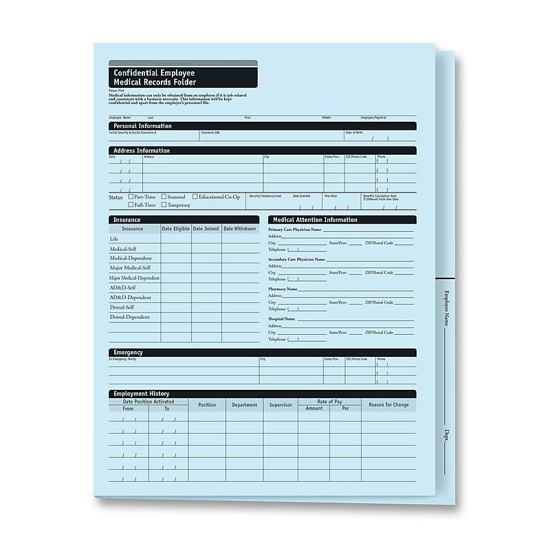 ComplyRight™ Expanded Confidential Employee Medical Records Folder, Pack of 25 (A3325) image 1