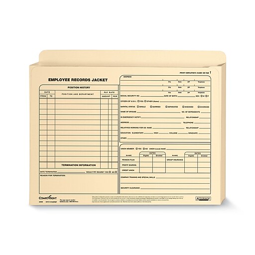 ComplyRight™ Expanded Employee Records Folder, Letter Size, Pack of 25 ...