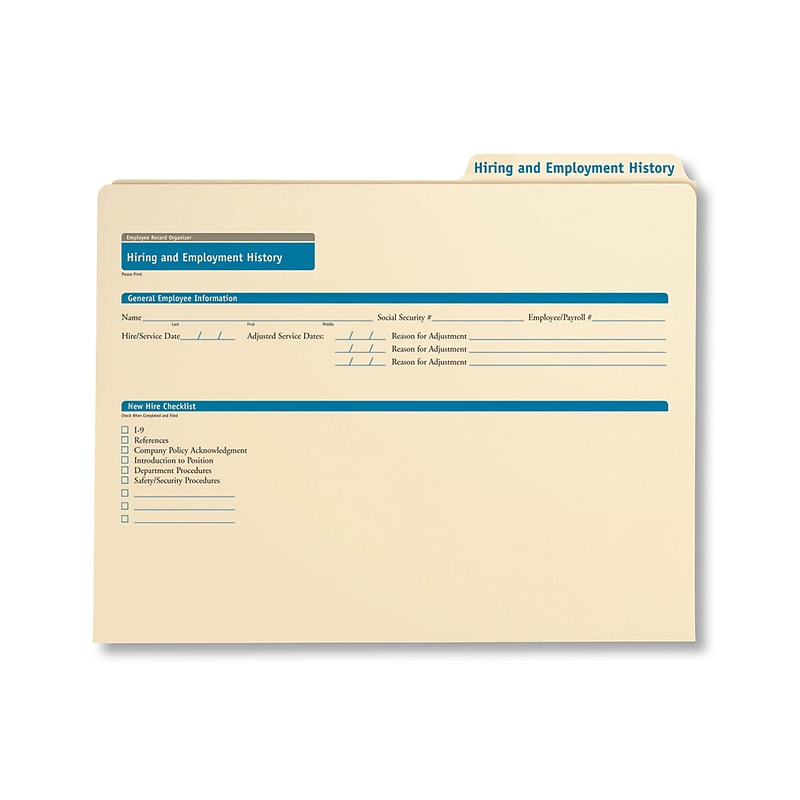 ComplyRight™ Employee Hiring & Employment History Folder, Pack of 25 (A3310) image 1