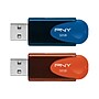 PNY Elite Turbo Attache 4 32GB USB 2.0 Type-A Flash Drive, Orange/Blue, 2/Pack (P-FD32GX2ATT4MC)~#|#~sp269385709_sc7