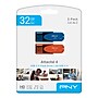 PNY Elite Turbo Attache 4 32GB USB 2.0 Type-A Flash Drive, Orange/Blue, 2/Pack (P-FD32GX2ATT4MC)~#|#~sp269385711_sc7