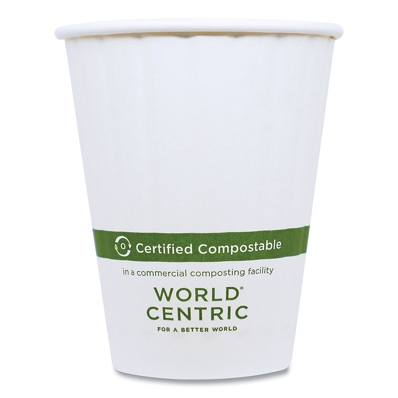 World Centric Compostable Paper Double Wall Hot Cups, 12 oz., White, 1000/Carton (CU-PA-12D) image 1