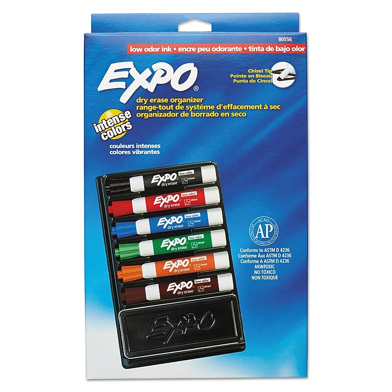 EXPO Tank Dry Erase Starter Set/Kit, Chisel Tip, Assorted Colors, 6/Set (80556A) image 1