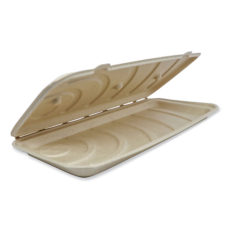 World Centric Plant-Based Fiber Hinged Carryout Container, Natural, 200/Carton (PB-SC-U13-LFS) image 1