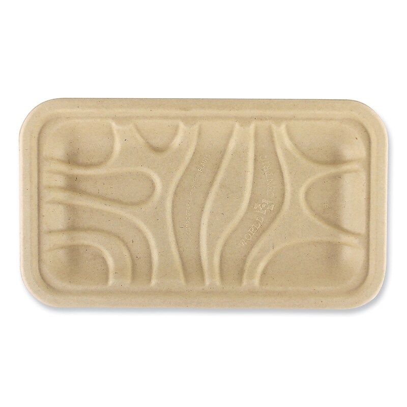 World Centric Plant-Based Fiber Carryout Tray, Natural, 500/Carton (TR-SC-17S-LFS) image 1