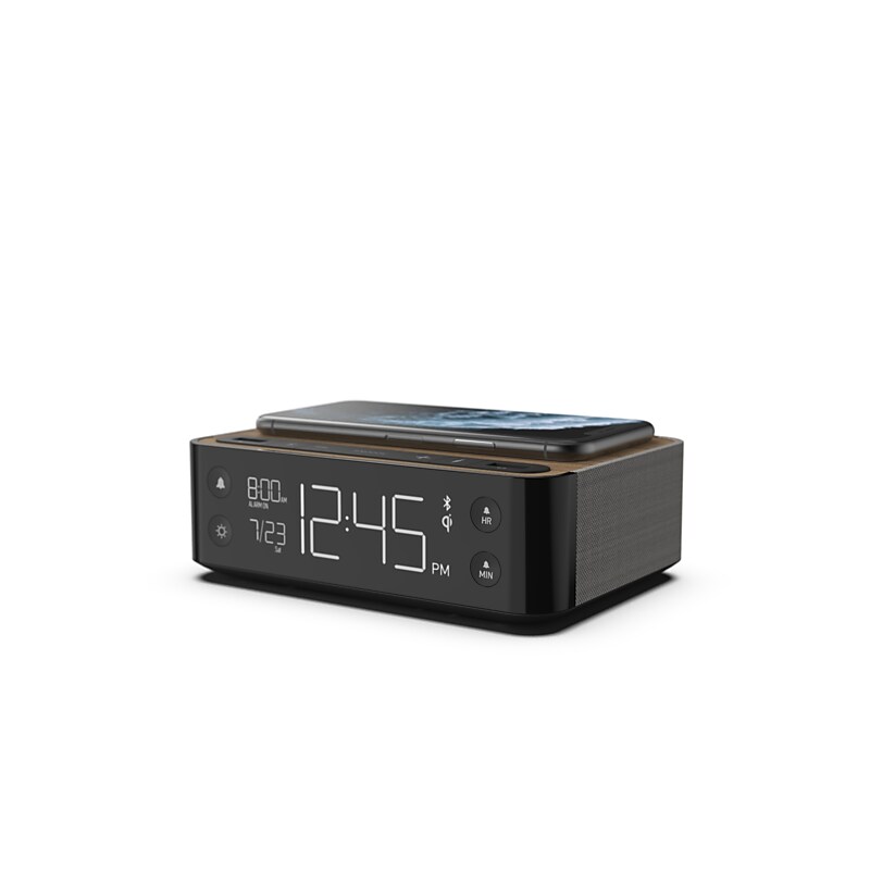 NonStop Station A 6.3" Bluetooth Alarm Clock with Qi Wireless Charging, WanlnutSand (NSA3-WFB) image 1