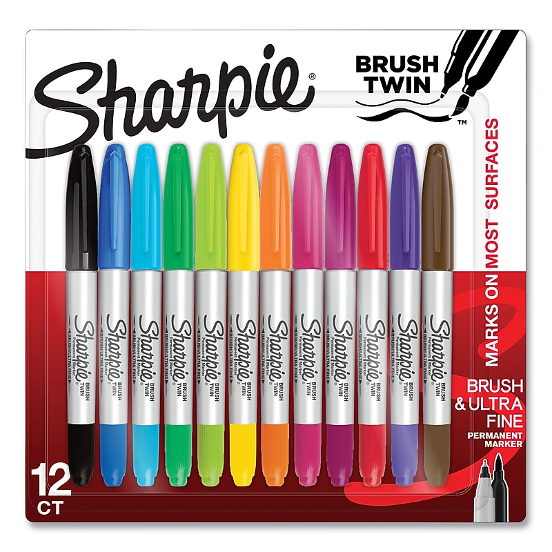 Sharpie Permanent Marker, Twin Tip, Assorted, 12/Pack (2168237) image 1