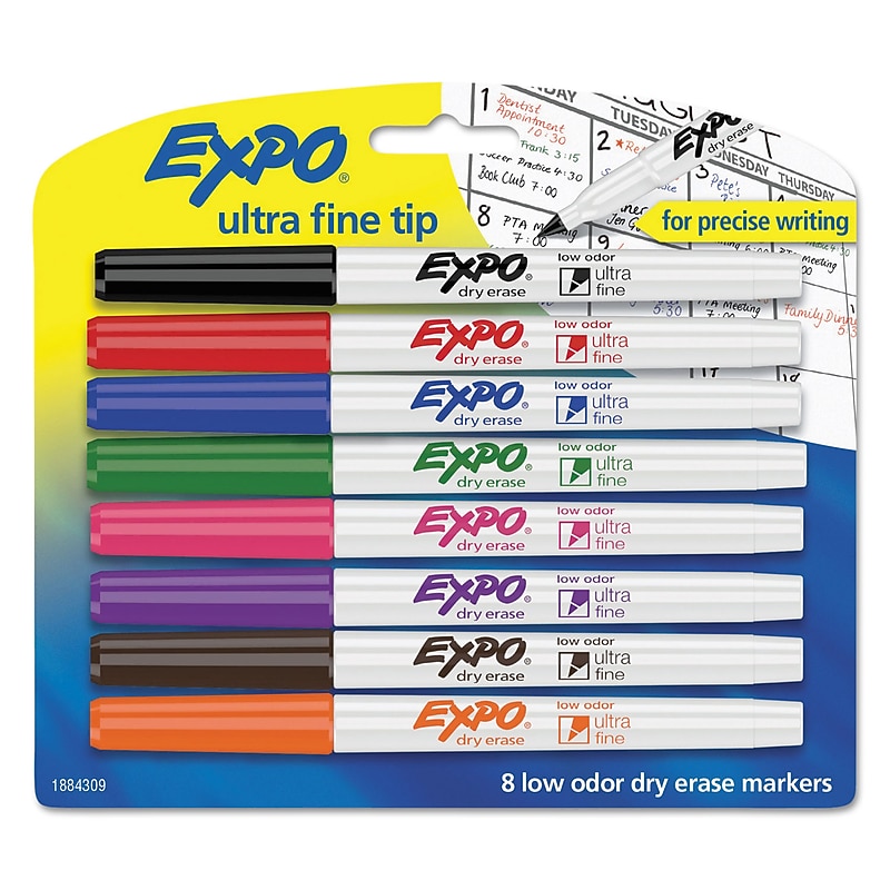 Expo Dry Erase Marker, Extra Fine Tip, Assorted Colors, 8/Pack (1884309A) image 1