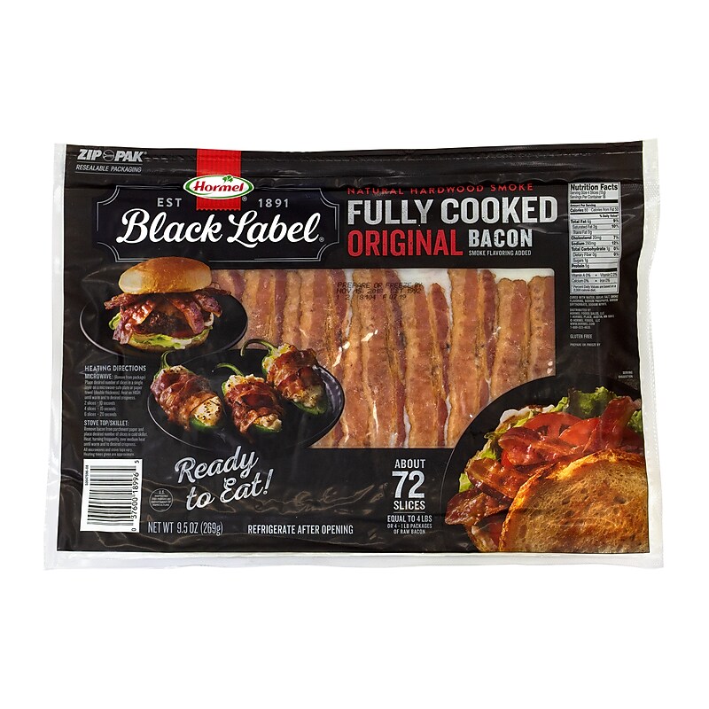 Hormel Fully Cooked Bacon, 9.5 oz., 72 Strips/Pack (272086) image 1