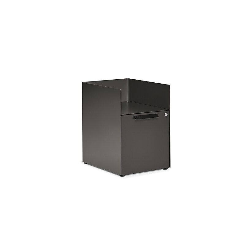 Allsteel Radii Vertical File Cabinet, Letter/Legal Size, Lockable, 21"H x 15"W x 18"D, Flint (APGMBP18SNPT001) image 1