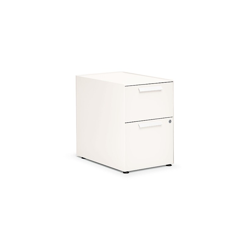 Allsteel Radii 2-Drawer Mobile Vertical File Cabinet, Letter/Legal Size, Lockable, 21"H x 10"W, White (APGMBS249TFN002) image 1