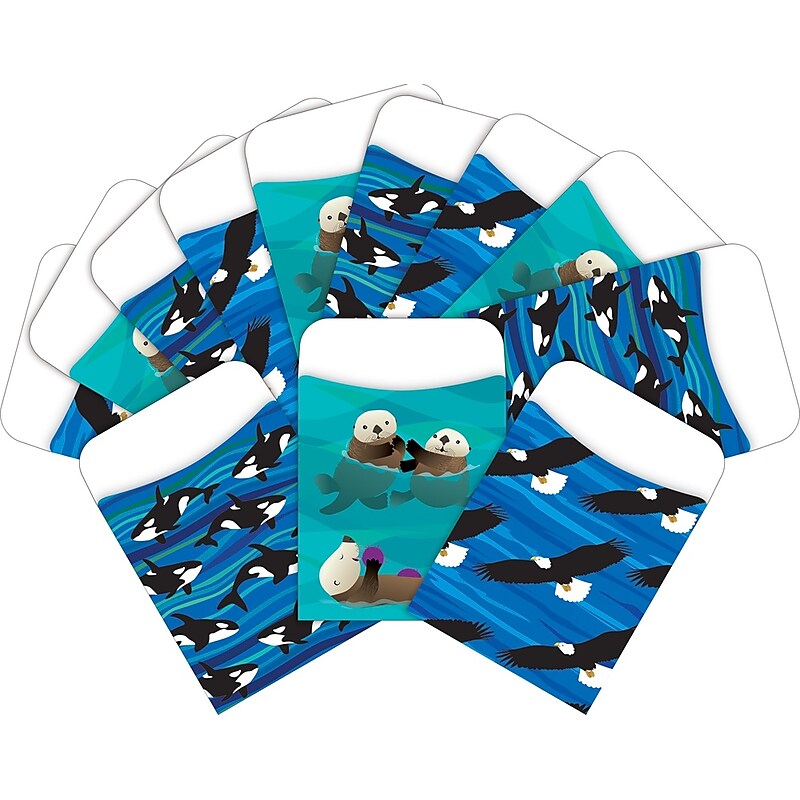 Barker Creek Sea & Sky Peel & Stick Library Pockets, 5.125" x 3.5", 30/Pack (1277) image 1