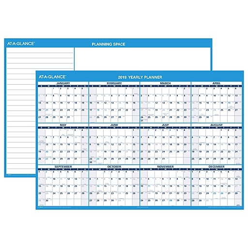 ATAGLANCE® Horizontal Erasable Wall Calendar, 12 Months, Reversible