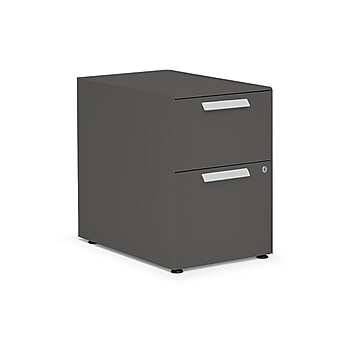 Allsteel Radii 2-Drawer Mobile Vertical File Cabinet, Letter/Legal Size, Lockable, 21"H x 15"W x 24"D, Flint (APGMBP249TFN001)
