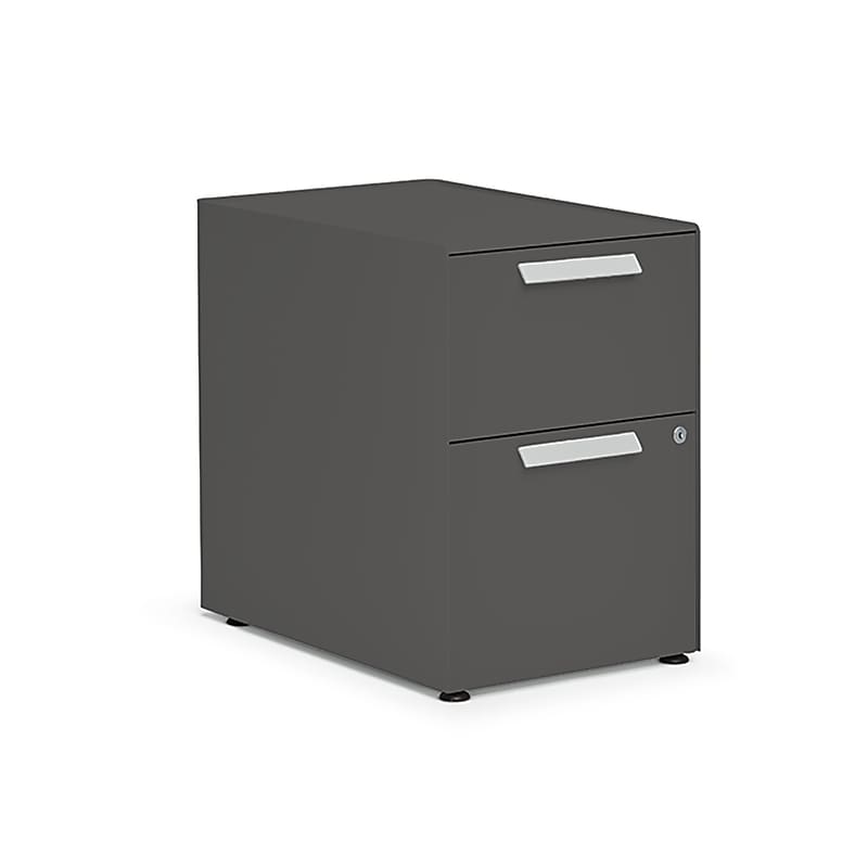 Allsteel Radii 2-Drawer Mobile Vertical File Cabinet, Letter/Legal Size, Lockable, 21"H x 15"W x 24"D, Flint (APGMBP249TFN001) image 1