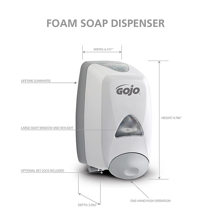 GOJO FMX 12 Wall Mounted Hand Soap Dispenser, Gray/Silver (5150-06