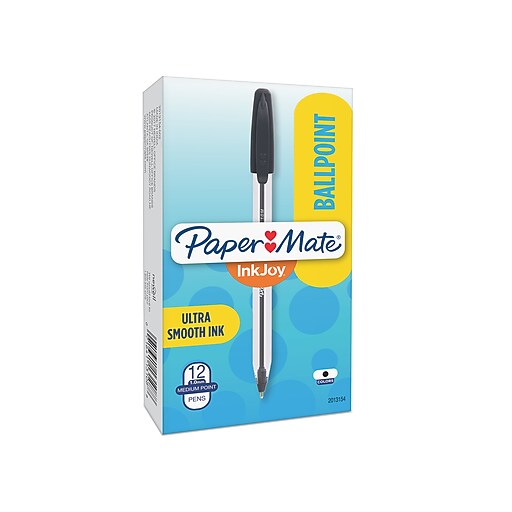 Paper Mate InkJoy 50ST Ballpoint Pens, Medium Point, 1.0mm, Black, 12