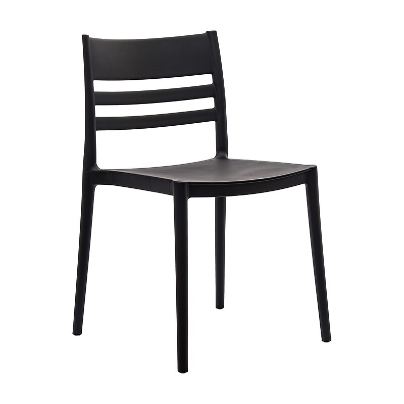Flash Furniture Bridgeport Stacking Patio Chair, Slatted Backrest in Black (DHF317APPBLK) image 1