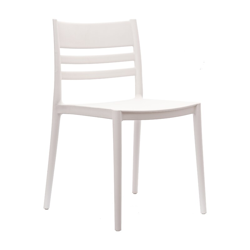 Flash Furniture Bridgeport Stacking Patio Chair, Slatted Backrest in White (DHF317APPWH) image 1