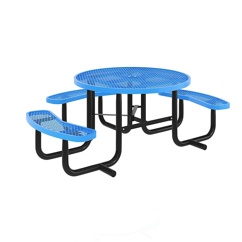 Flash Furniture Creekside Outdoor Picnic Table,  46" Round, Wheelchair Accessible, Blue (SLFEMR46ADABL) image 1