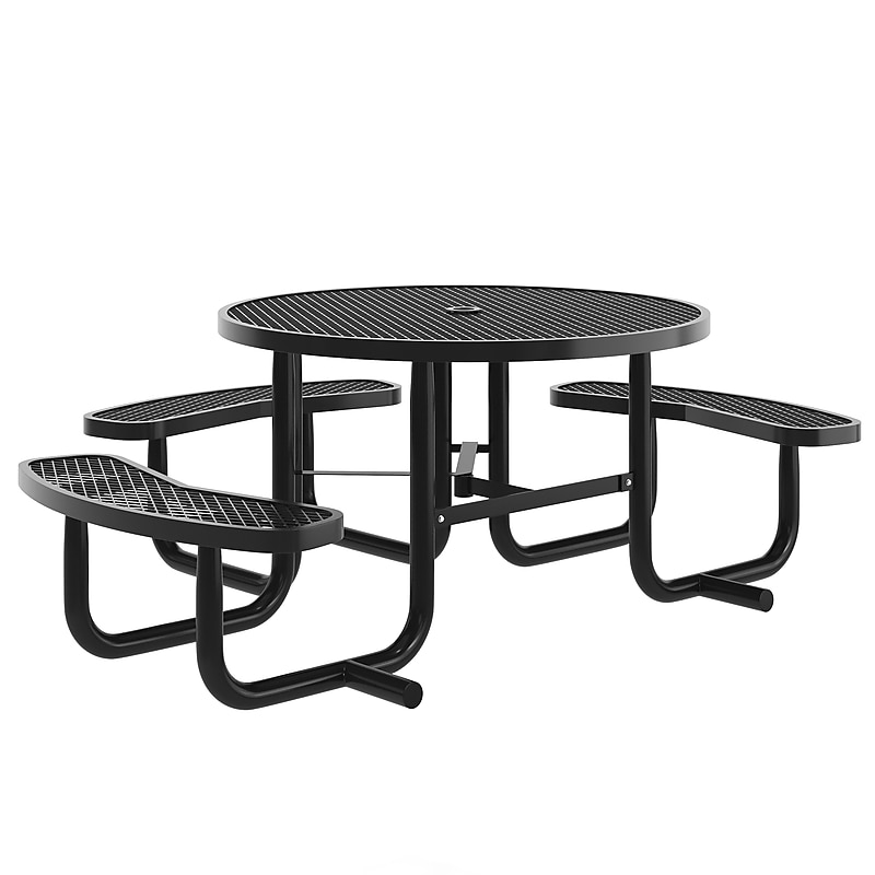 Flash Furniture Creekside Outdoor Picnic Table, 46" Round, Wheelchair Accessible, Black (SLFEMR46ADABK) image 1