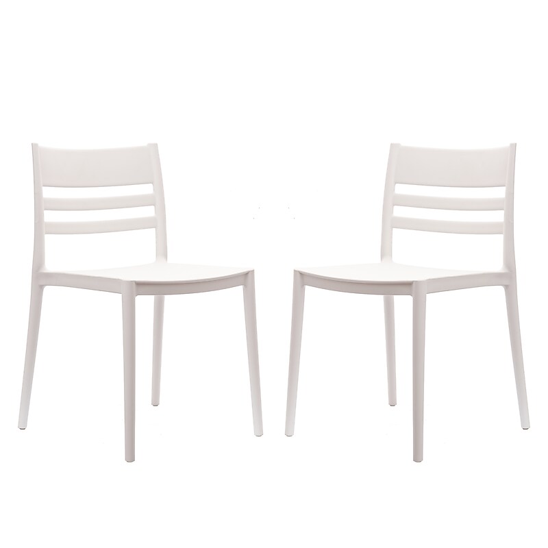 Flash Furniture Bridgeport Stacking Patio Chairs, White, 2/Set (2DHF317APPWH) image 1
