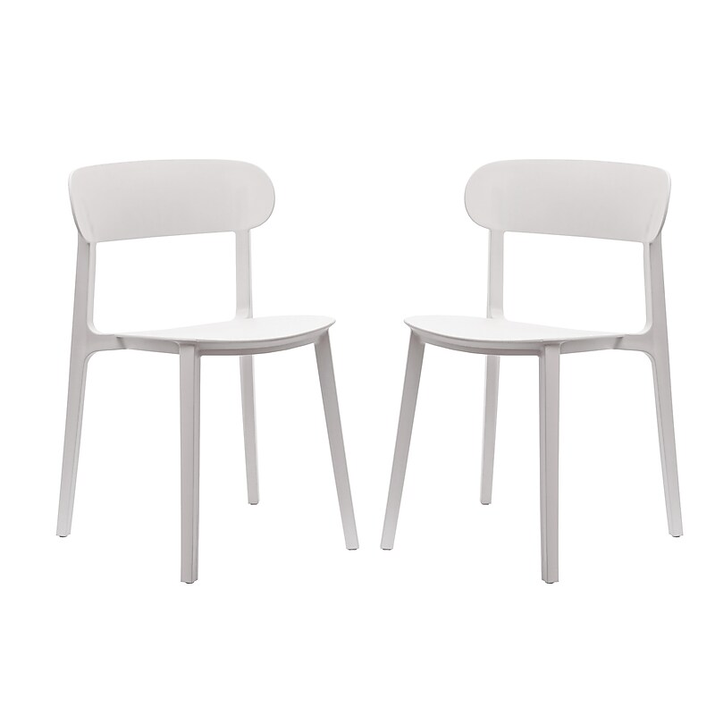 Flash Furniture Dover Stacking Patio Chairs, Curved Backrests in White, 2/Pack (2DHF340APPWH) image 1