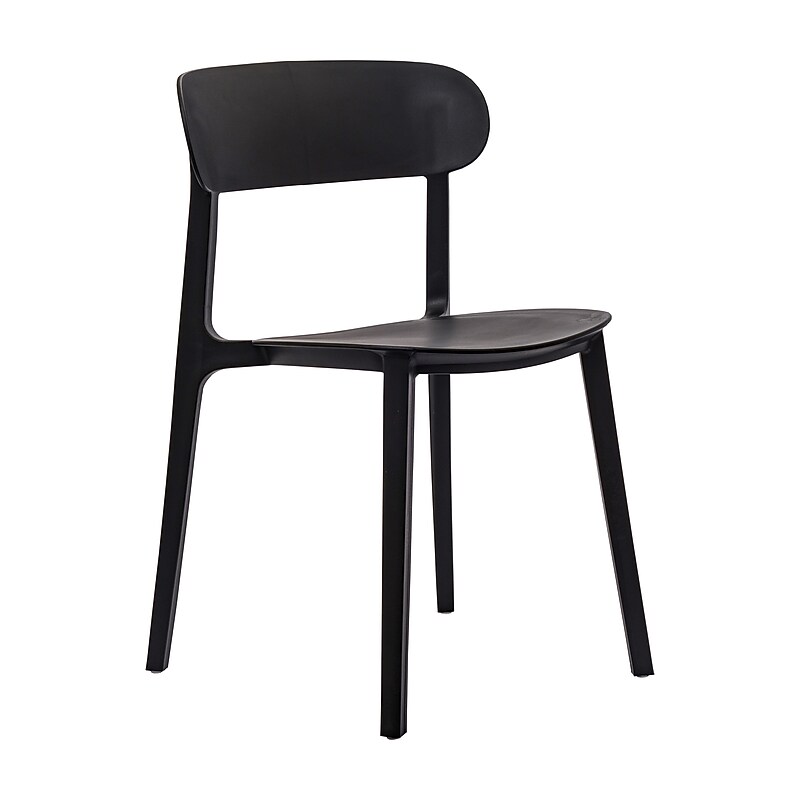 Flash Furniture Dover Stacking Patio Chair, Curved Backrest in Black (DHF340APPBLK) image 1