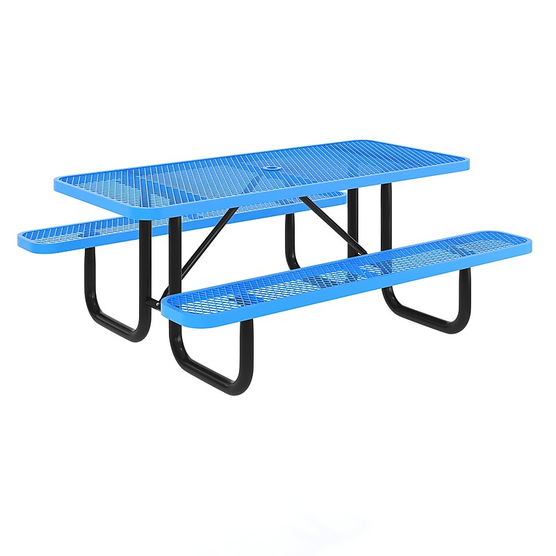 Flash Furniture Mantilla Outdoor Picnic Table, 6' Rectangular in Blue (SLFEML72BL) image 1