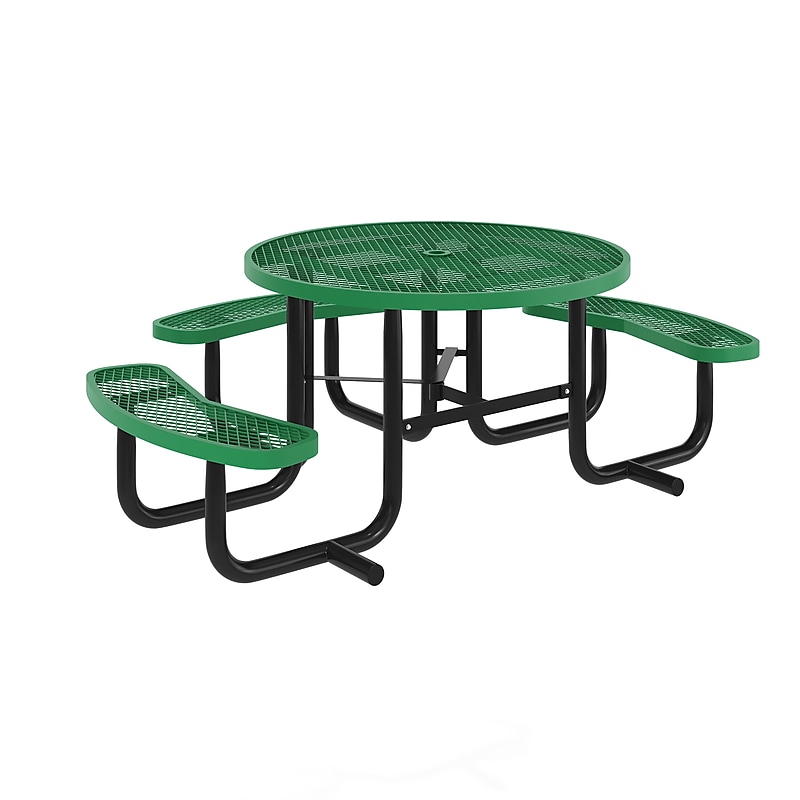 Flash Furniture Creekside Outdoor Picnic Table, 46" Round, Wheelchair Accessible, Green (SLFEMR46AH60LGN) image 1