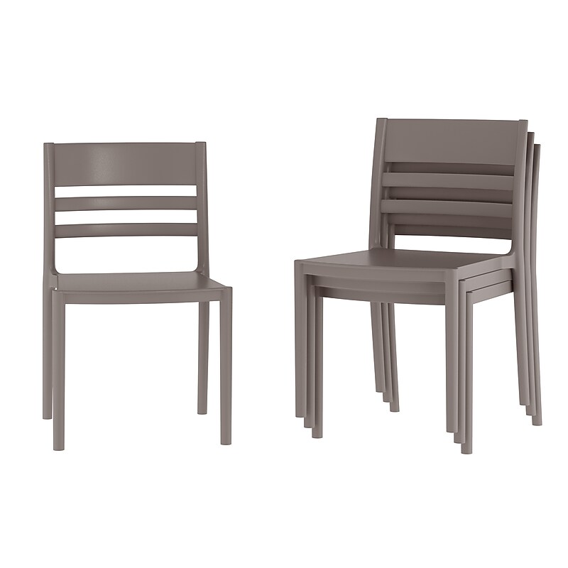 Flash Furniture Bridgeport Stacking Patio Chairs, Slatted Backrest in Gray, 4/Pack (4DHF317APPGRY) image 1