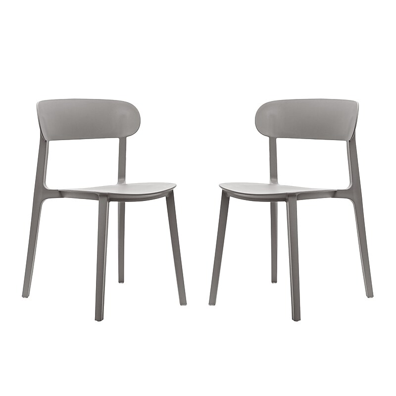 Flash Furniture Dover Stacking Patio Chairs, Curved Backrests in Gray, 2/Pack (2DHF340APPGRY) image 1