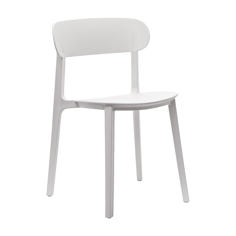 Flash Furniture Dover Stacking Patio Chair, Curved Backrest in White (DHF340APPWH) image 1