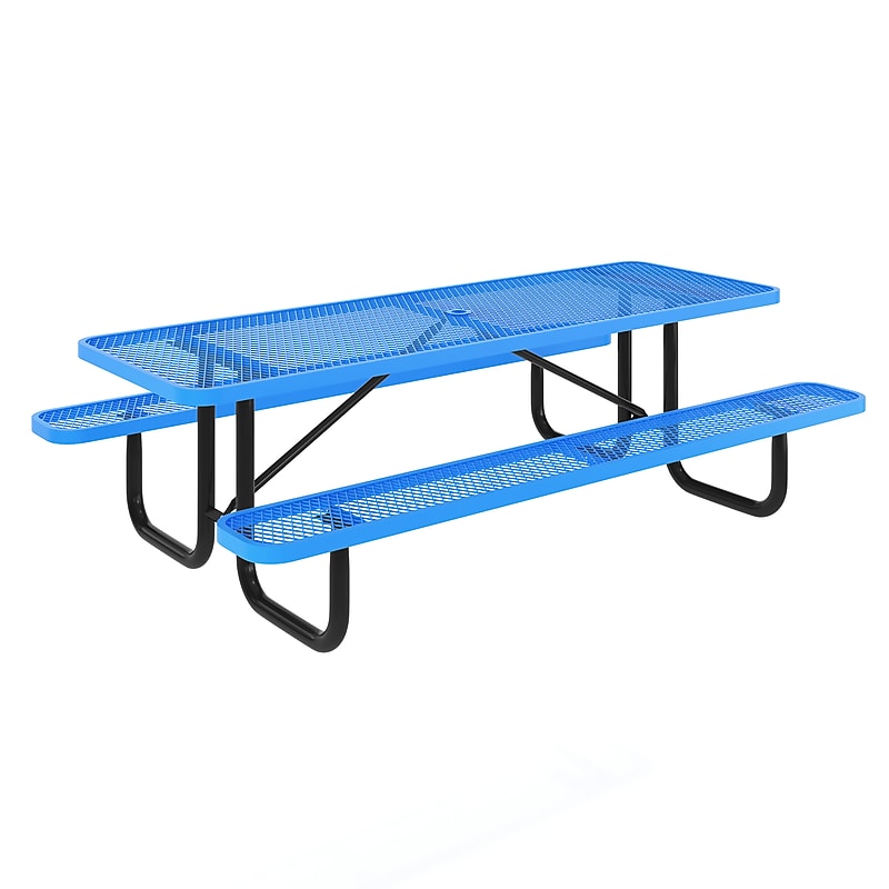 Flash Furniture Mantilla Outdoor Picnic Table, 8' Rectangular in Blue (SLFEML96H60LBL) image 1