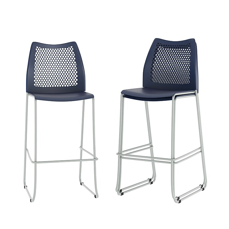 Flash Furniture HERCULES Plastic Air-Vent Back Bar Stool, Navy, 3/Pack (3RUT498ABSNV) image 1