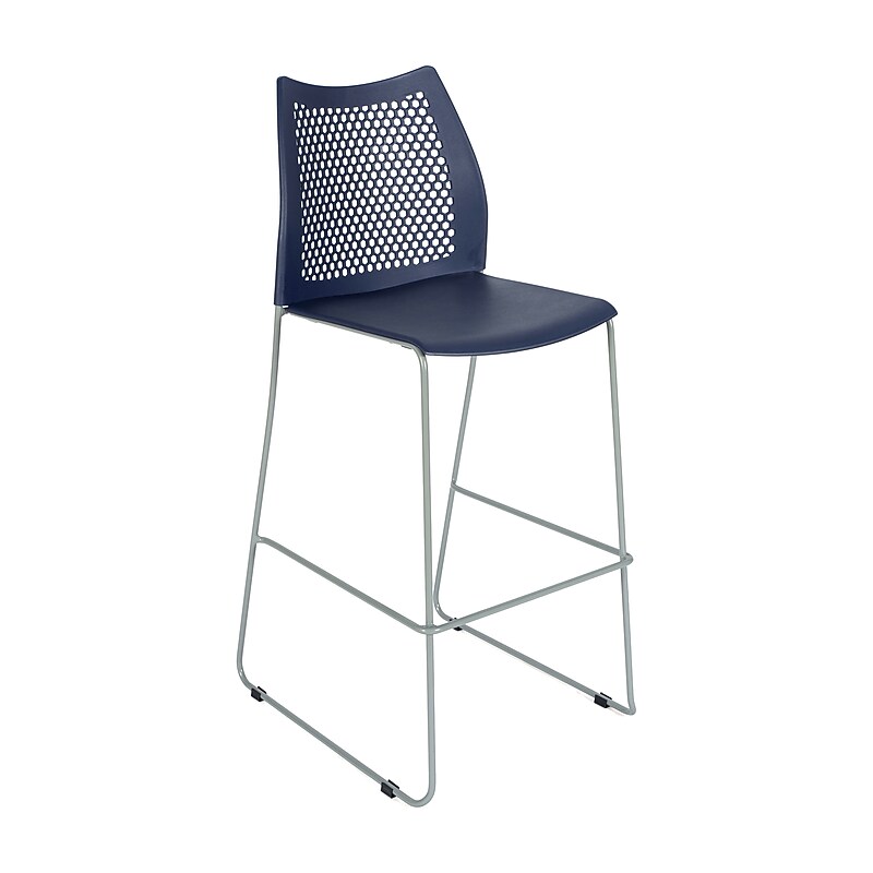 Flash Furniture HERCULES Plastic Air-Vent Back Bar Stool, Navy (RUT498ABSNV) image 1