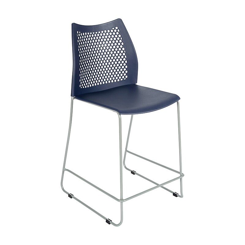 Flash Furniture HERCULES Plastic Air-Vent Back Counter Stool, Navy (RUT498ACSNV) image 1
