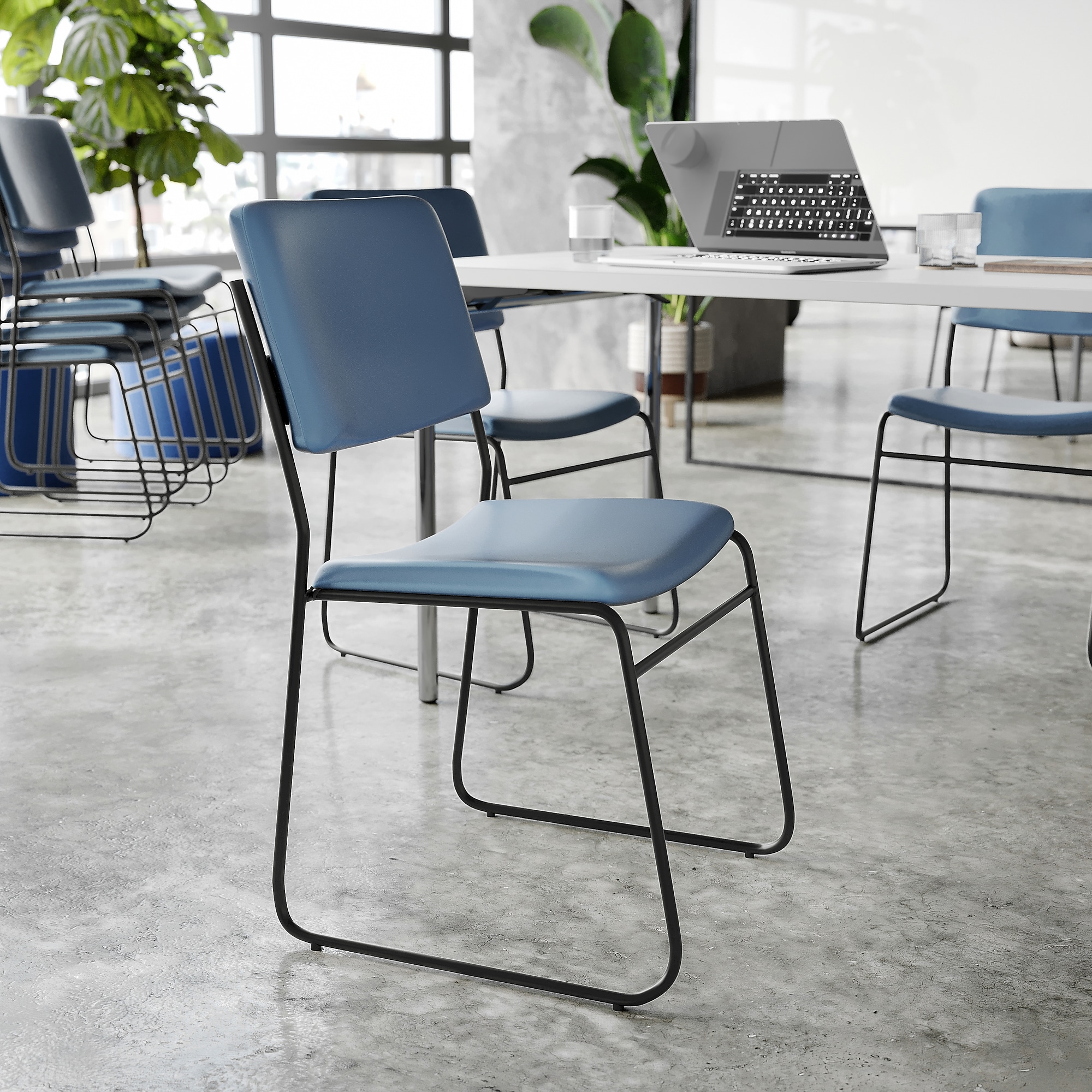 Flash Furniture HERCULES Series Vinyl Stacking Chair, Navy (XU8700NVYBVYL30) Sansujyuku sansujyuku.com