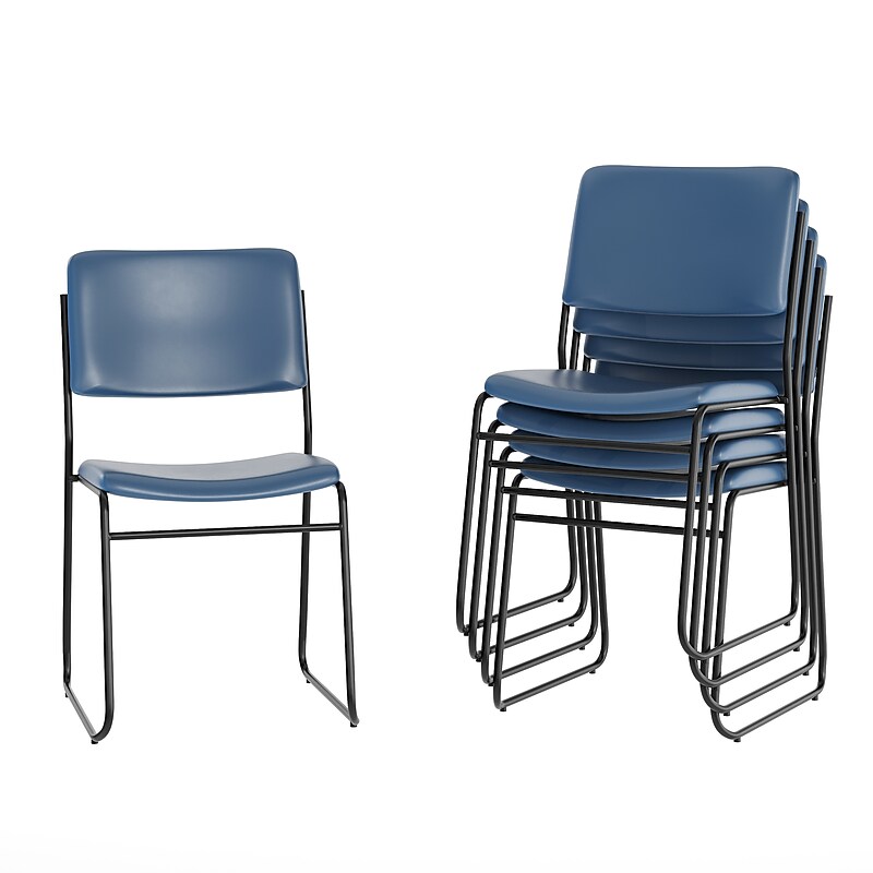 Flash Furniture HERCULES Series Vinyl Stacking Chair, Navy, 5/Pack (5XU8700NVBVYL30) image 1