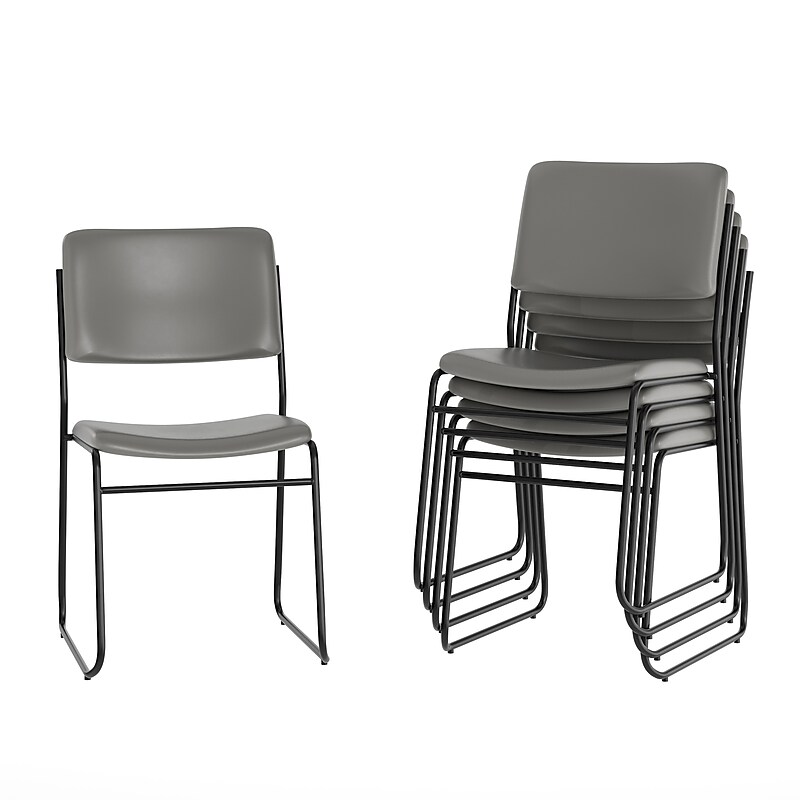 Flash Furniture HERCULES Series Vinyl Stacking Chair, Gray, 5/Pack (5XU8700GYBVYL30) image 1