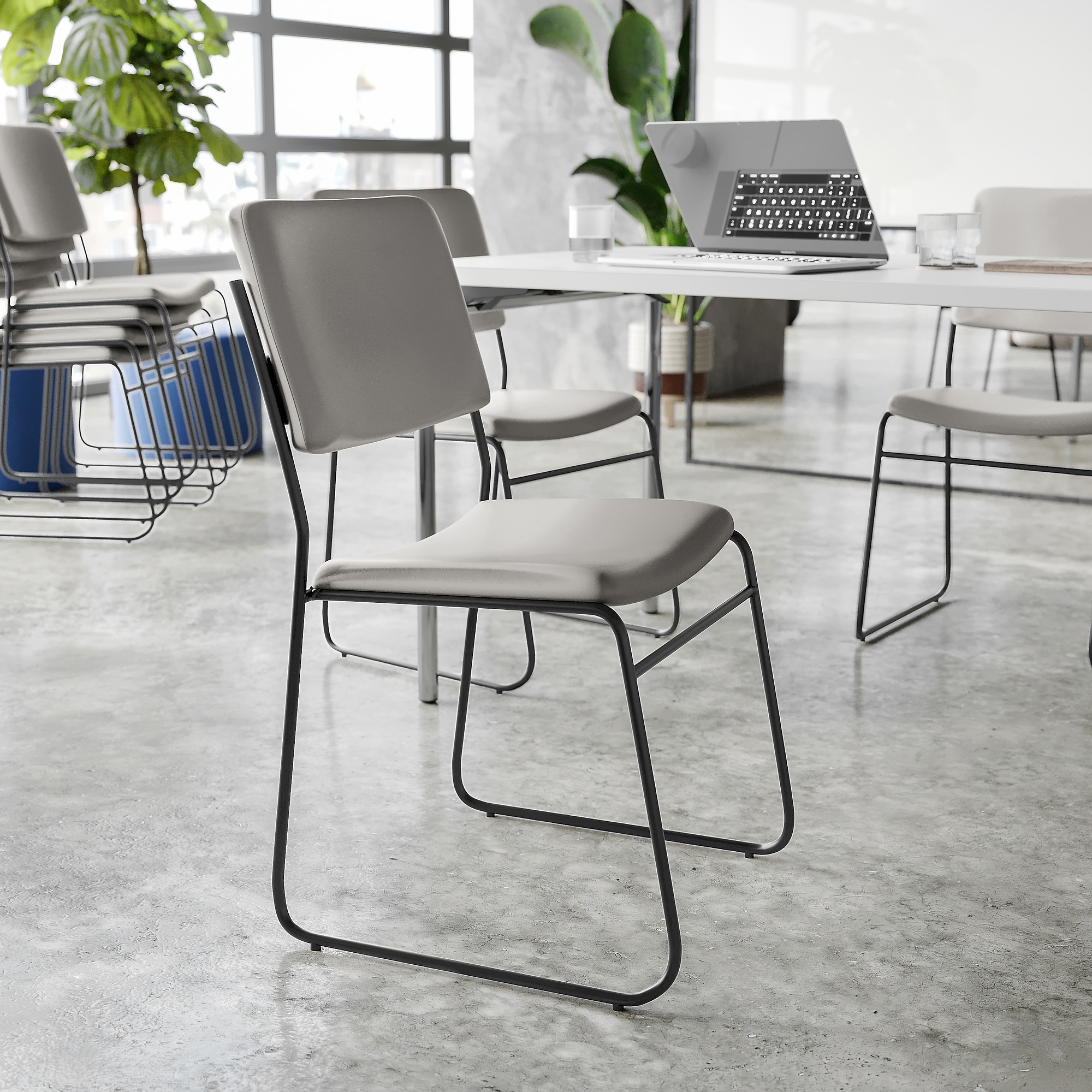 Flash Furniture HERCULES Series Vinyl Stacking Chair, Gray (XU8700GRYBVYL30) Sansujyuku sansujyuku.com