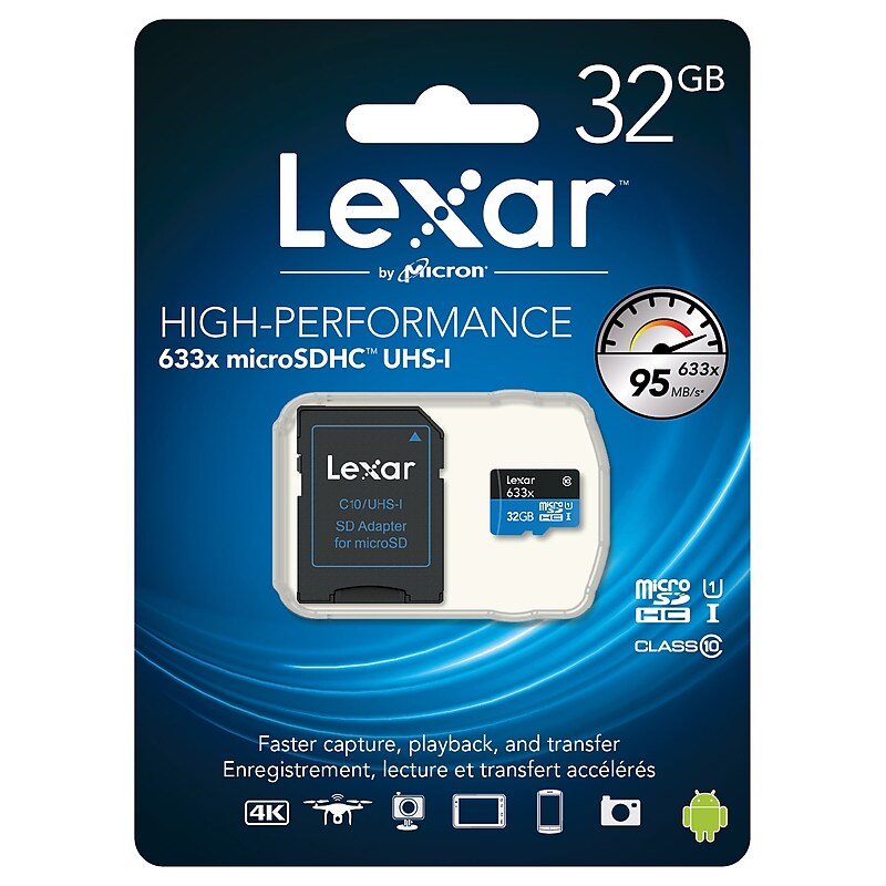 Lexar Media Professional 32GB microSDHC Memory Card with Adapter, Class 10, UHS-I (LSDMI32GBNL633A) image 1