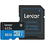Lexar Professional LSDMI32GBNL633A 633x Micro SDHC 32GB UHS-I Card with SD Adapter