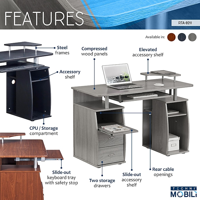 Techni mobili complete computer workstation desk hotsell